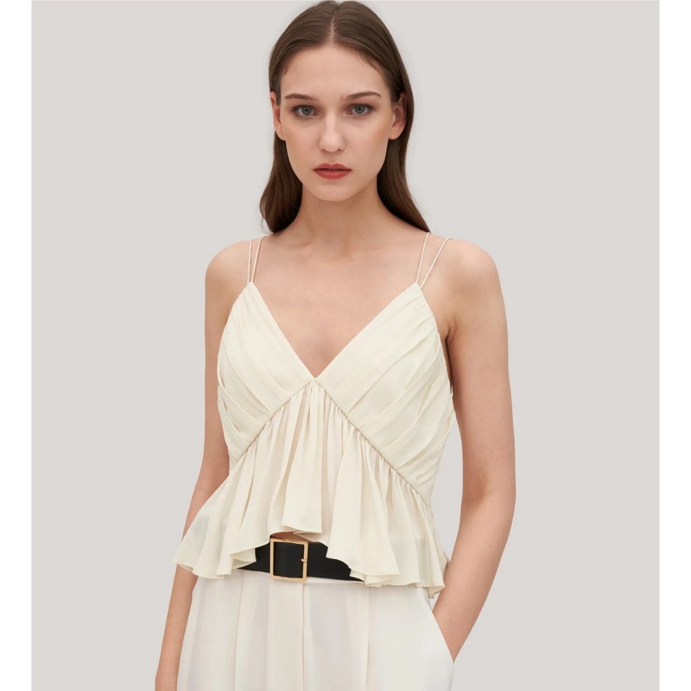 Versatile Pleated Silk Magnolia Camisole in Lily White. Size 6. Never worn.
